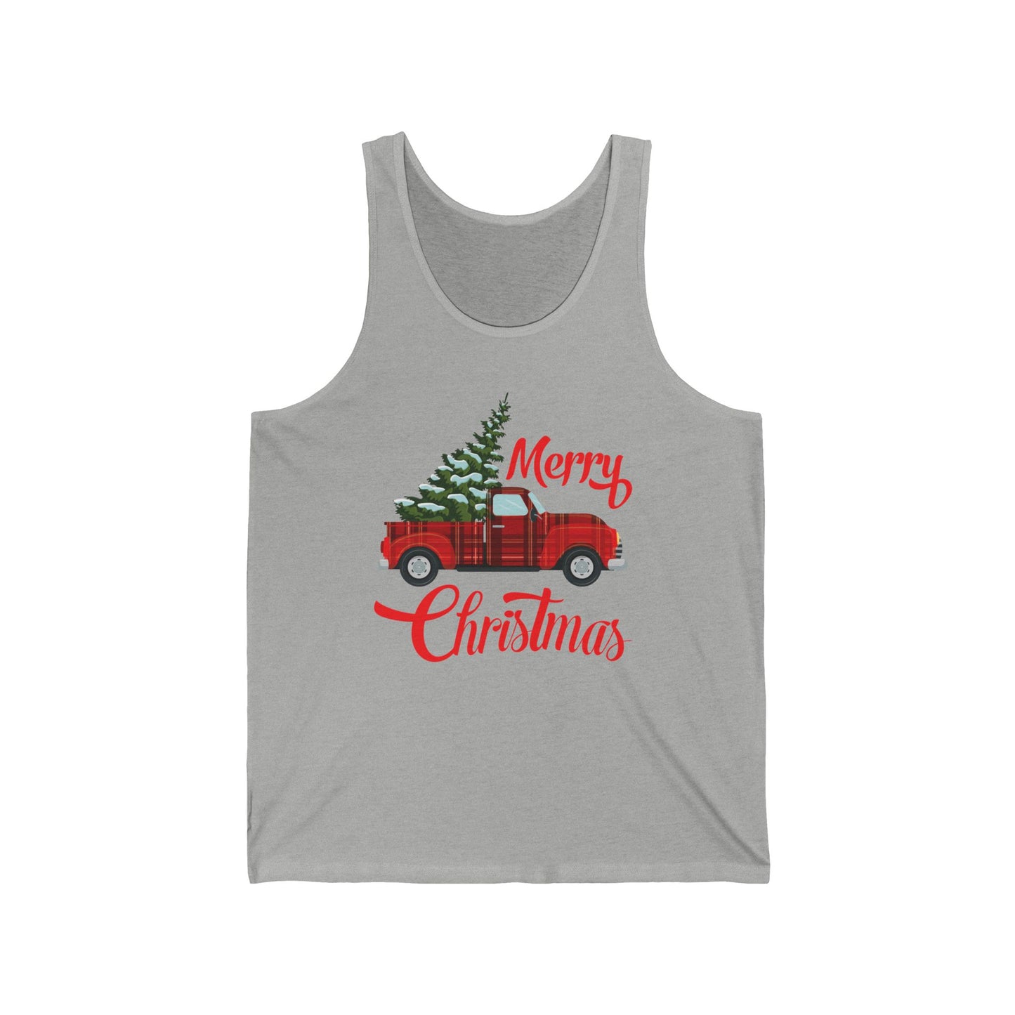 Merry Christmas Buffalo Plaid Red Truck Tree Xmas Tank Top Men Women