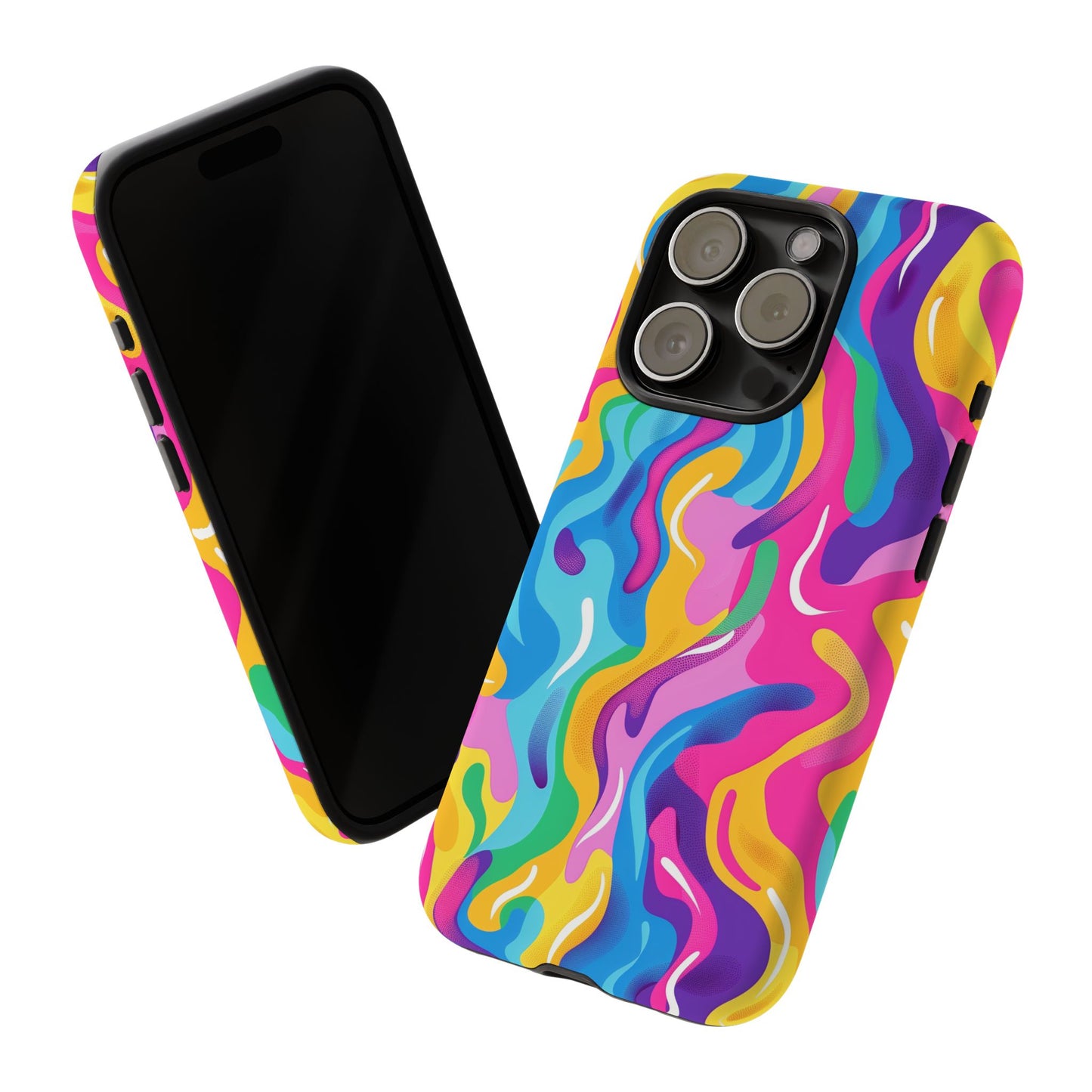 Rainbow Splash Pattern iPhone iPhone 13 14 15 16 Pro Max Plus Case Wireless Charging Compatible Tough Cases Protection, Magnetic Phone Case for iPhone Classic Series