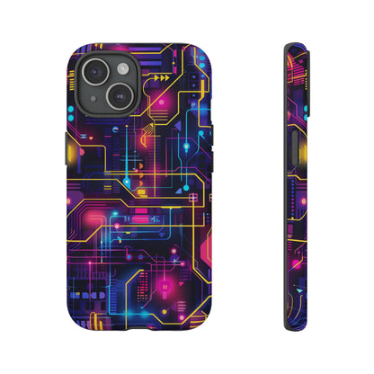 Cyberpunk Neon Vibrant Pattern iPhone 13 14 15 16 Pro Max Plus Case Wireless Charging Compatible Tough Cases Protection, Magnetic Phone Case for iPhone Classic Series