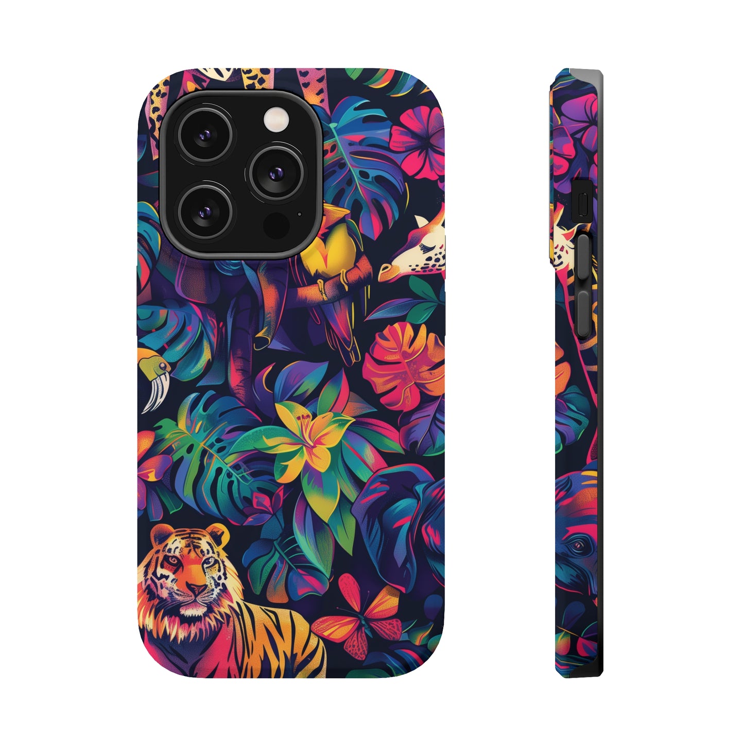 Animal Collage Vibrant Pattern iPhone 13 14 15 Pro Max Plus Case Compatible with MagSafe Tough Cases Protection, Magnetic Phone Case for iPhone  Classic Series