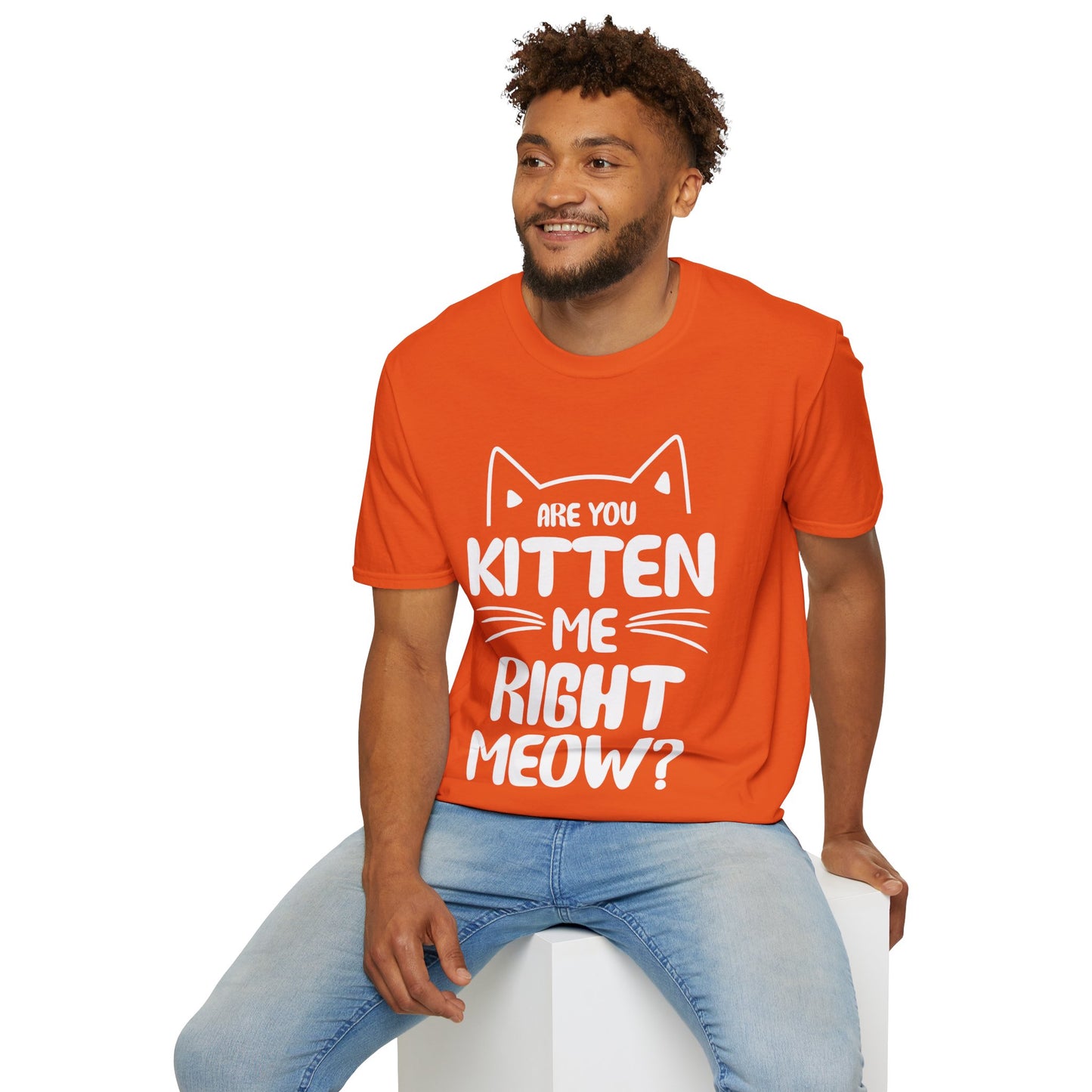 Funny Are You Kitten Me Right Meow T-Shirt Cat Joke Shirt Men Women