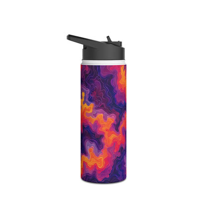 Electric Sunrise Pattern Stainless Steel Water Bottle with Twist-on Lid and Double-Wall Vacuum Insulation