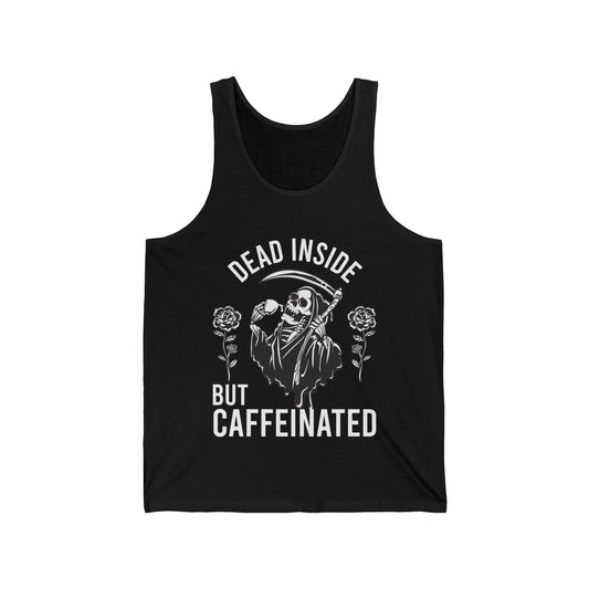 Funny Dead Inside But Caffeinated Skeleton Coffee Lover Drink Morning Tank Tops For Men Women