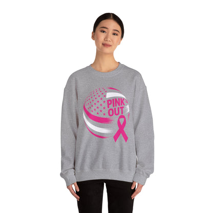 Volley Ball Pink Ribbon Breast Cancer Awearness USA Flag Sweatshirt For Men Women