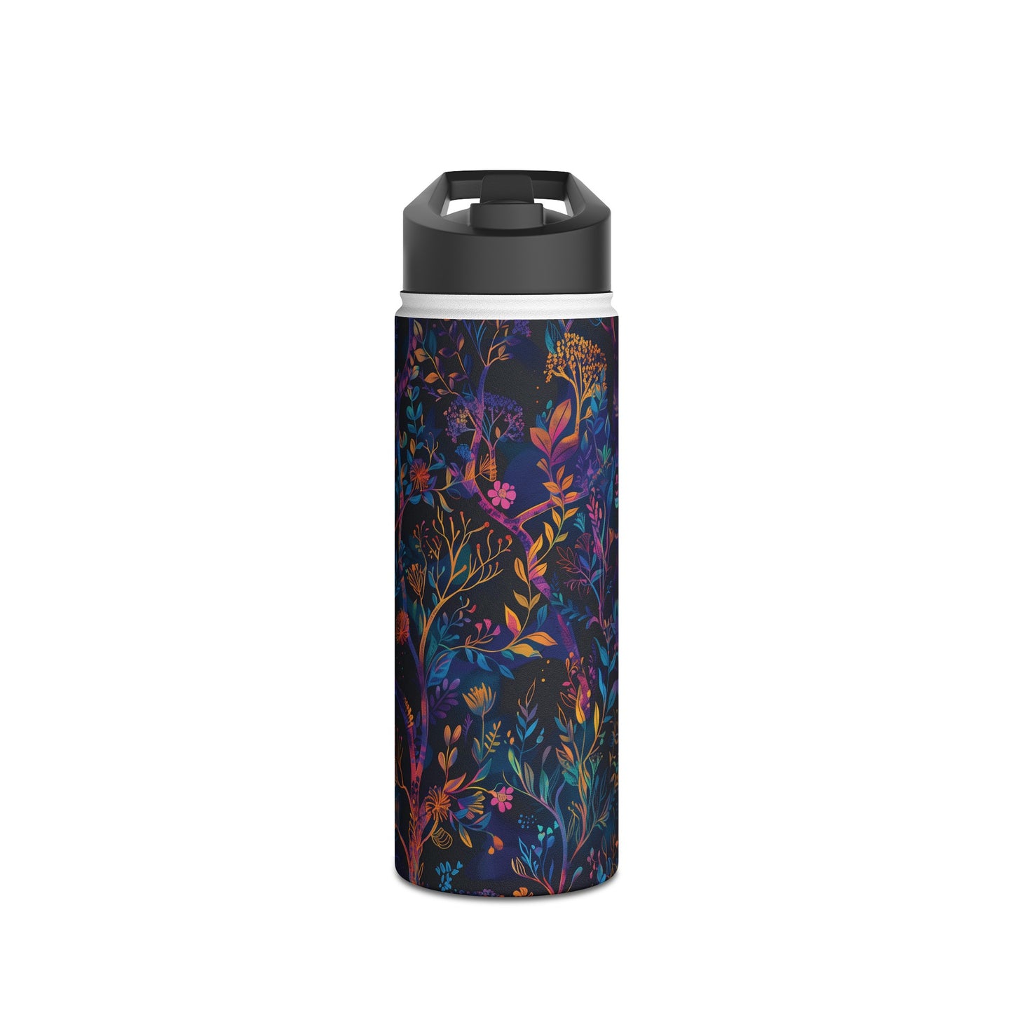 Mystical Forest Pattern Stainless Steel Water Bottle with Twist-on Lid and Double-Wall Vacuum Insulation