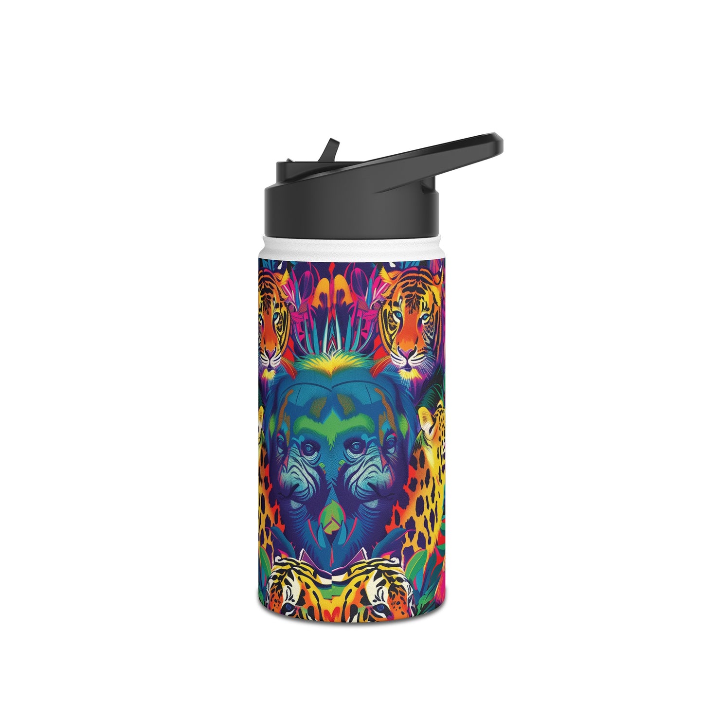 Animal Collage Pattern Stainless Steel Water Bottle with Twist-on Lid and Double-Wall Vacuum Insulation