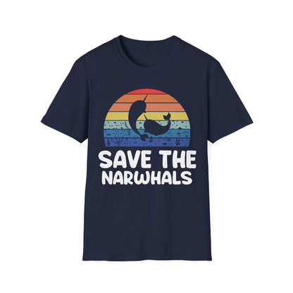 Funny Save The Narwhals Retro Narwhals T-Shirt Men Women