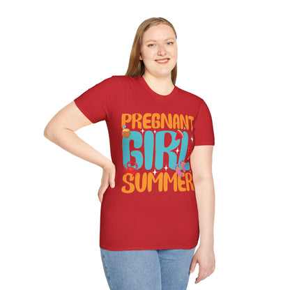 Groovy Pregnancy Reveal Pregnant Girl Summer T-Shirt For Baby Shower T-Shirt