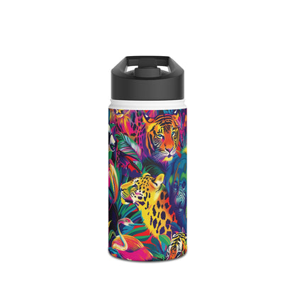 Animal Collage Pattern Stainless Steel Water Bottle with Twist-on Lid and Double-Wall Vacuum Insulation