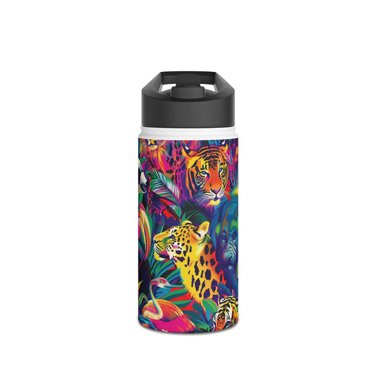 Animal Collage Pattern Stainless Steel Water Bottle with Twist-on Lid and Double-Wall Vacuum Insulation