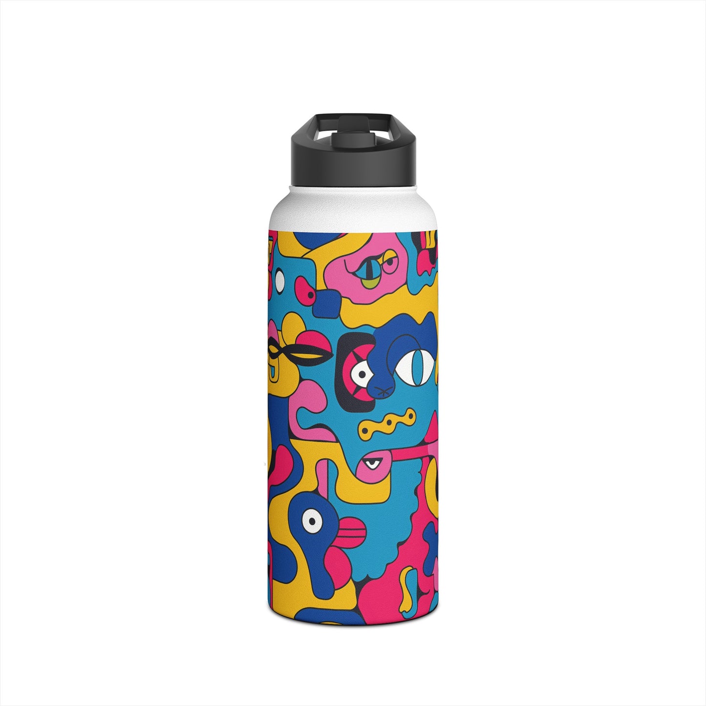 Pop Culture Fun Pattern Stainless Steel Water Bottle with Twist-on Lid and Double-Wall Vacuum Insulation