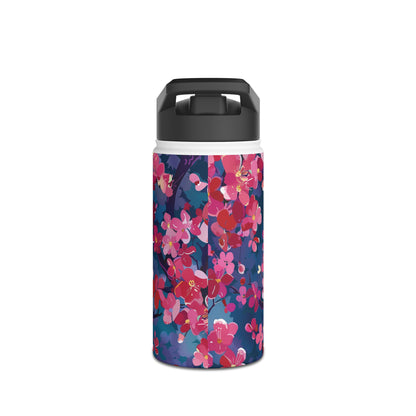 Sakura Blossoms Pattern Stainless Steel Water Bottle with Twist-on Lid and Double-Wall Vacuum Insulation