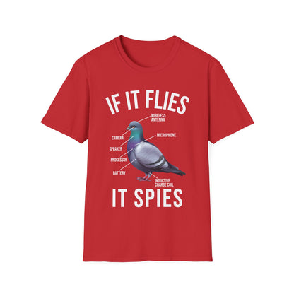 Funny If It Flies It Spies Pigeon Anatomy Bird aren't Real T-Shirt Men Women