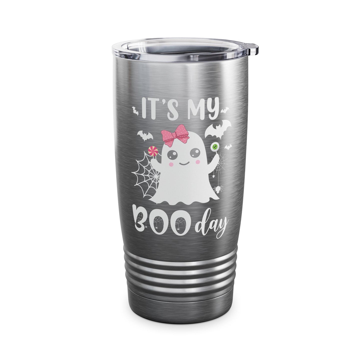 Funny Its My Boo Day Cute Birthday Ghost Pink Bow Funny Halloween Tumbler