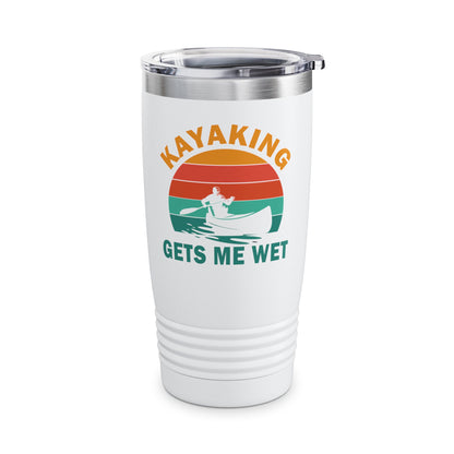 Funny Kayaking Gets Me Wet Paddling Boating Vintage Kayaker Tumbler