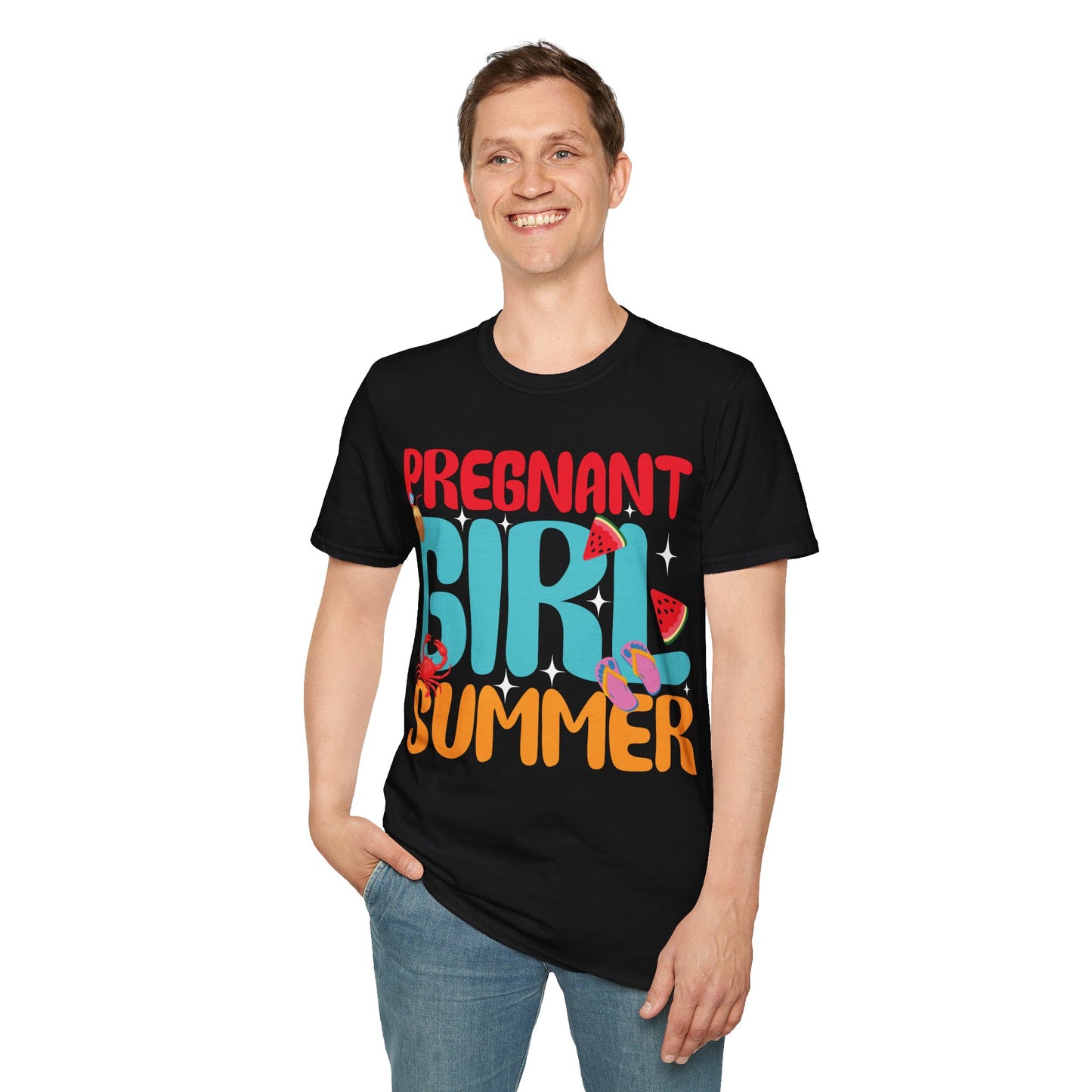 Groovy Pregnancy Reveal Pregnant Girl Summer T-Shirt For Baby Shower T-Shirt