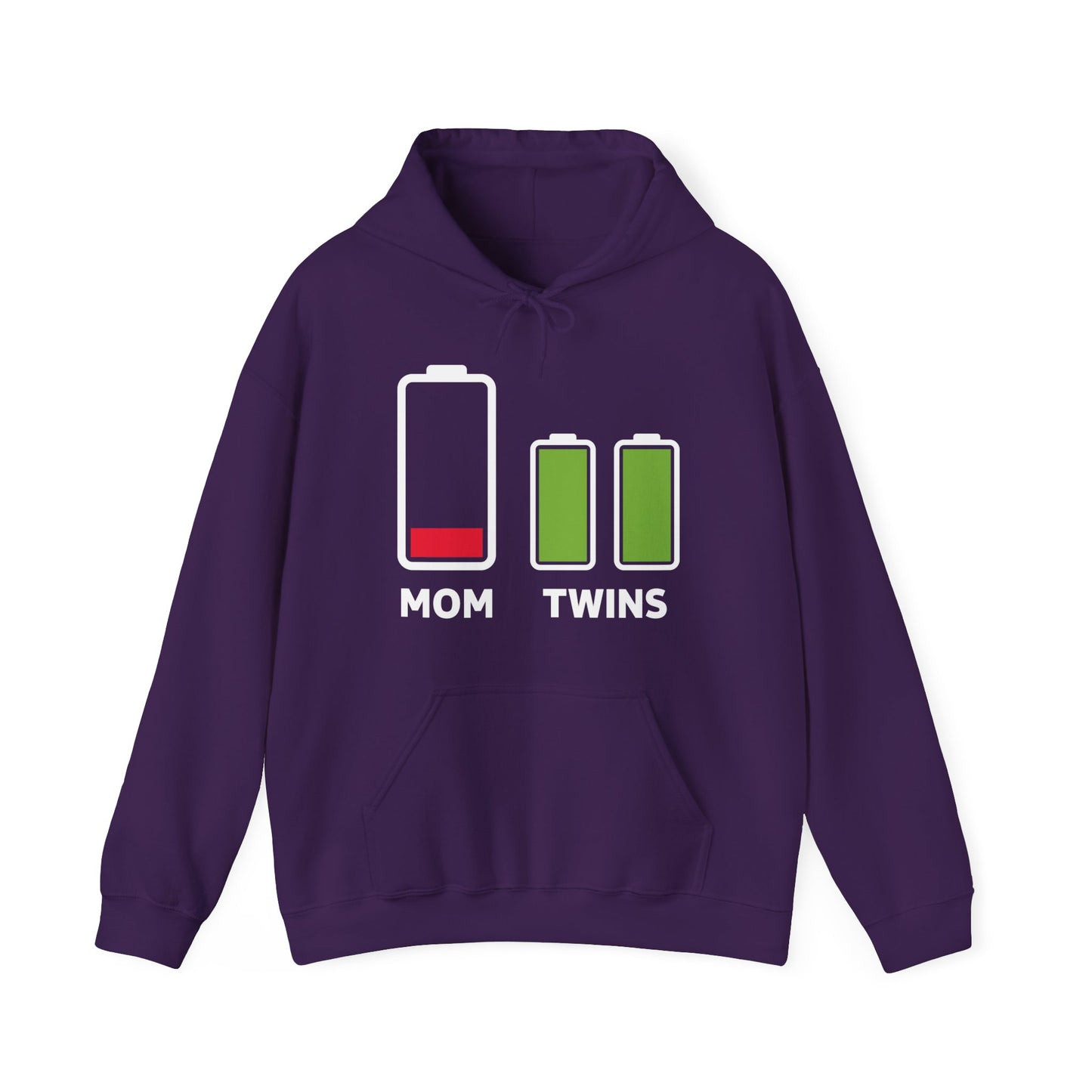 Funny Twin Mother Low Battery Tired Mom Of Twins Hoodie