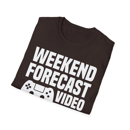 Funny Weekend Forecast Video Games and Pizza Gamer Gaming T-Shirt Men Women