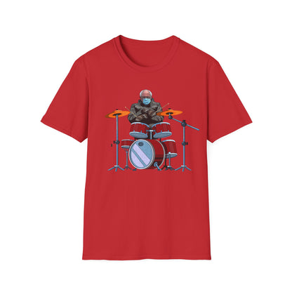 Bernie Sanders Drummer Inauguration Mittens Meme Sitting Drums T-Shirt