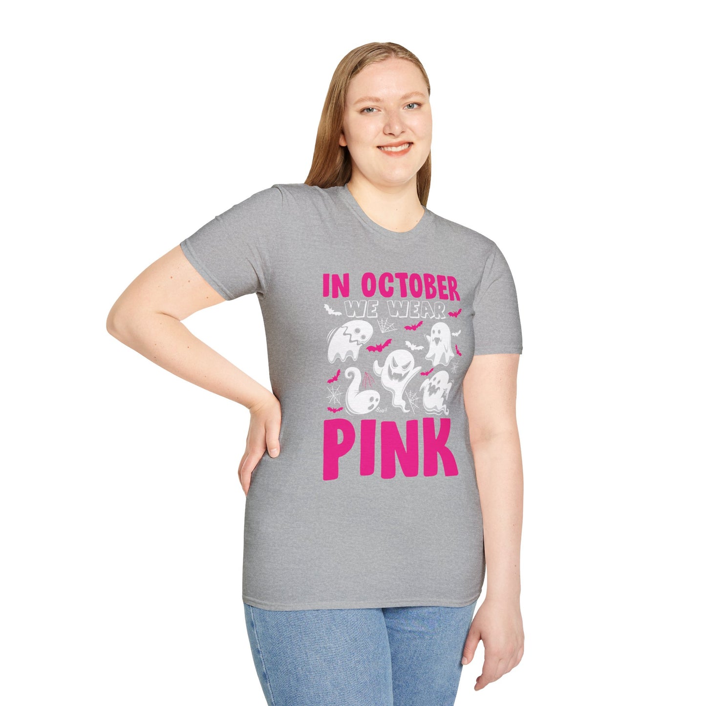 Groovy Wear Pink Breast Cancer Warrior Cute Ghost Halloween T-Shirt