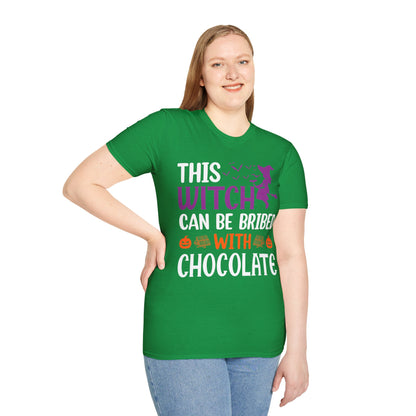 Funny Halloween This Witch Can Be Bribed With Chocolate Lovers Halloween Party T-Shirt Girls Women