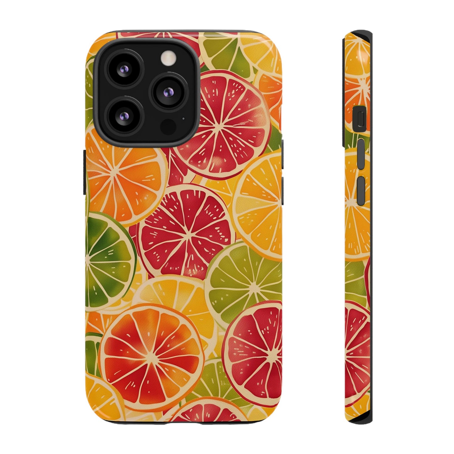 Citrus Burst Vibrant Color Pattern iPhone 13 14 15 16 Pro Max Plus Case Wireless Charging Compatible Tough Cases Protection, Magnetic Phone Case for iPhone Classic Series