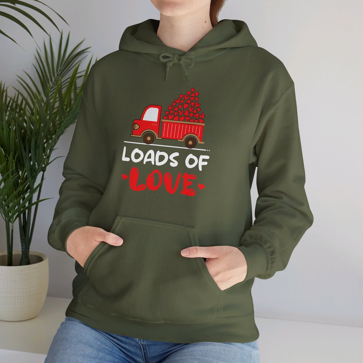 Funny Loads of Love Tractor Cute Valentines Day Truck Hoodie