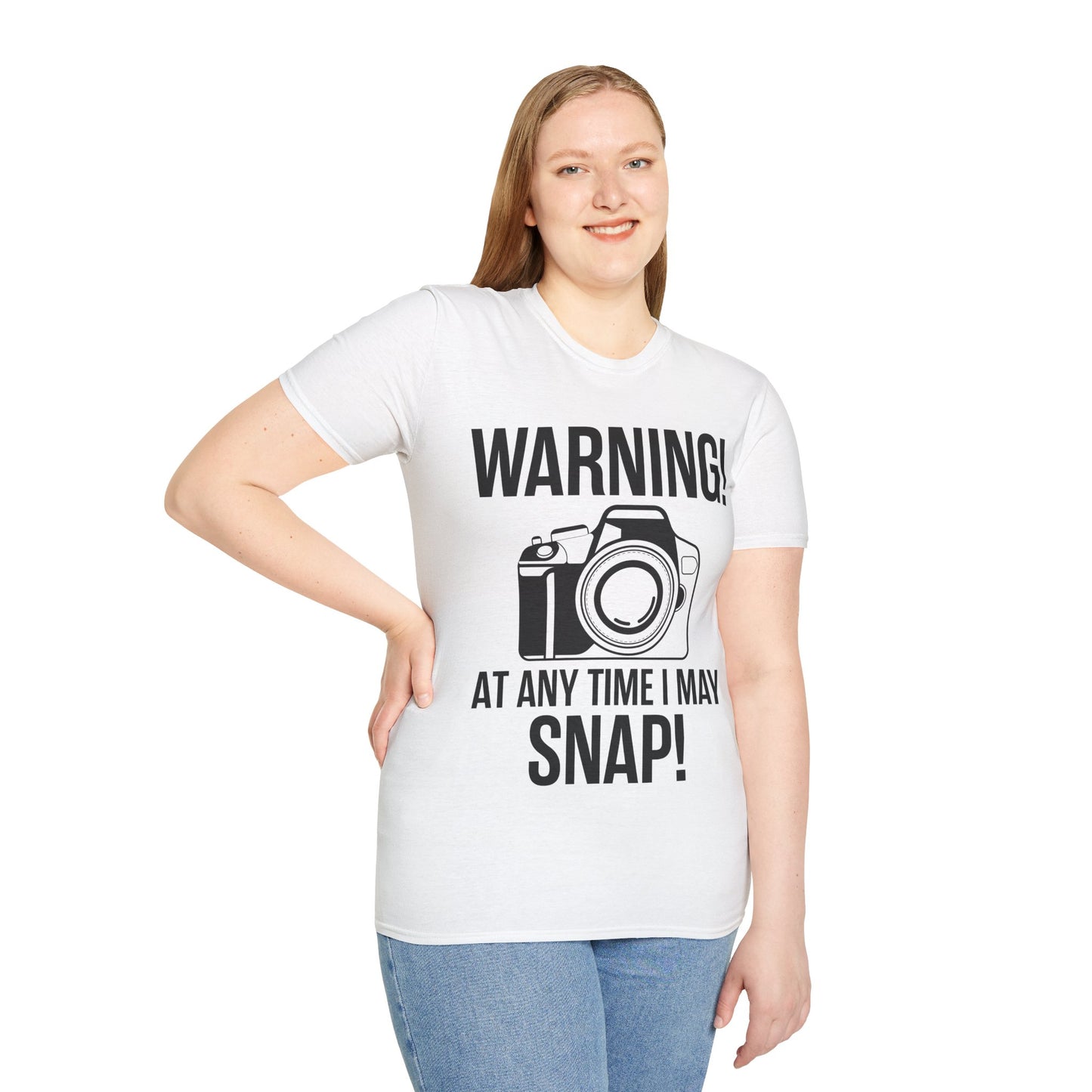 Warning At Any Time I May Snap Camera Photography Funny Photographer T-Shirt Men Women