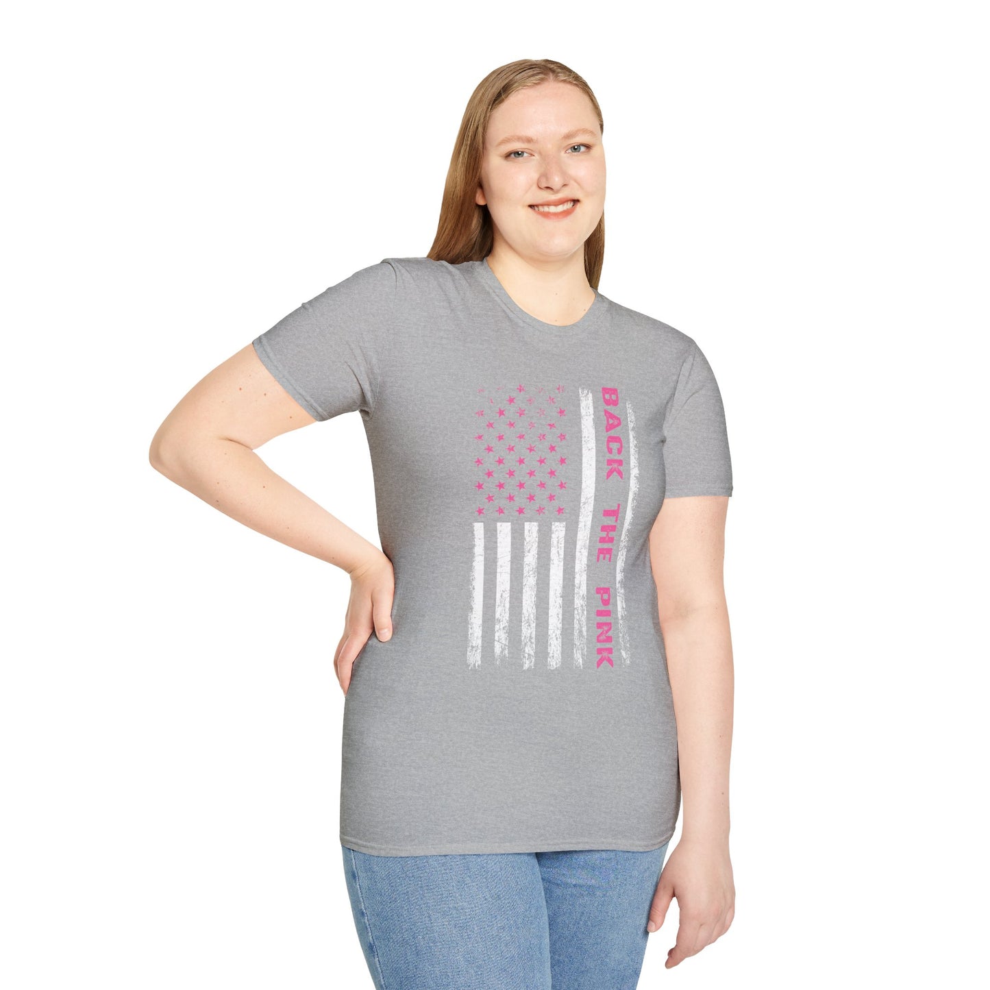Back The Pink USA Flag Pink Breast Cancer Awareness October Tshirt