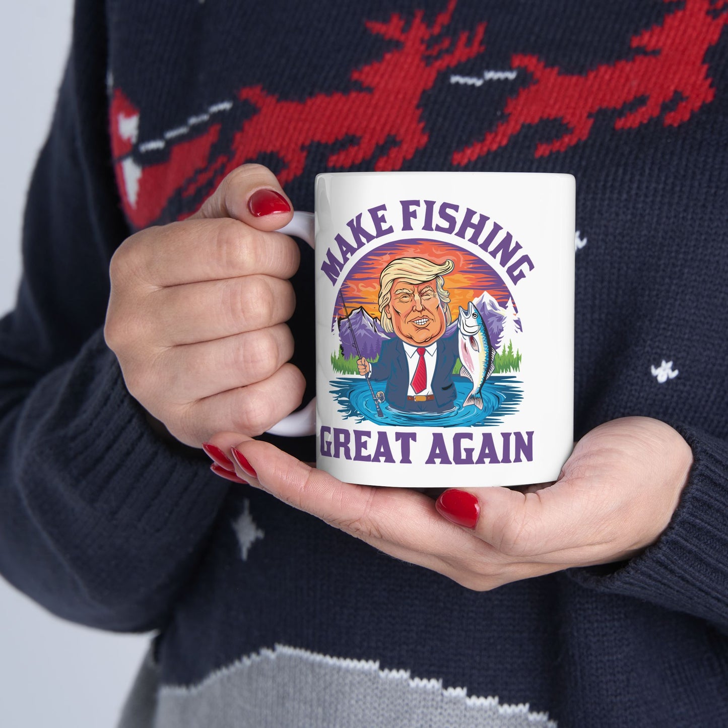 Make Fishing Great Again Trump 45 47 President Fishing Gift Coffee Mug