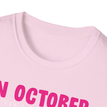 Groovy Wear Pink Breast Cancer Warrior Cute Ghost Halloween T-Shirt