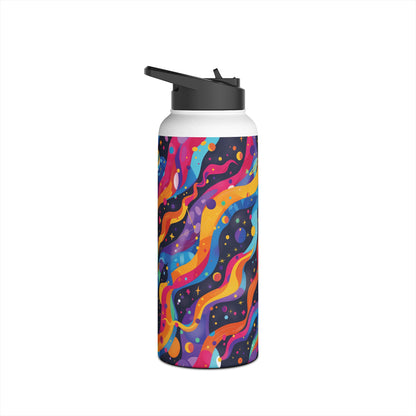 Planetary Parade Vibrant Pattern Stainless Steel Water Bottle with Twist-on Lid and Double-Wall Vacuum Insulation