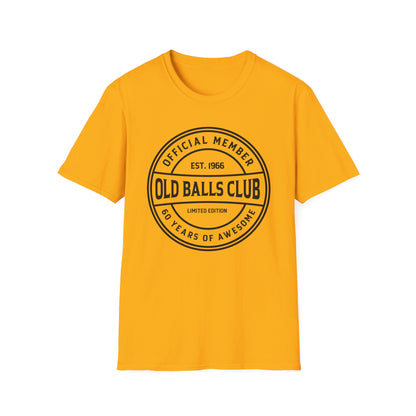 Mens Old Balls Club 60 Years Awesome Sixty 60th Birthday Farthers Day T-Shirt