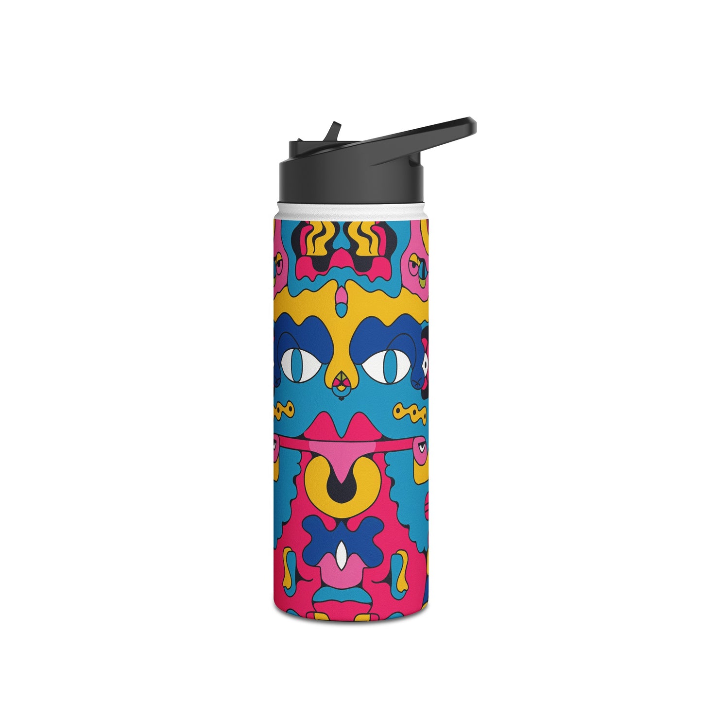 Pop Culture Fun Pattern Stainless Steel Water Bottle with Twist-on Lid and Double-Wall Vacuum Insulation