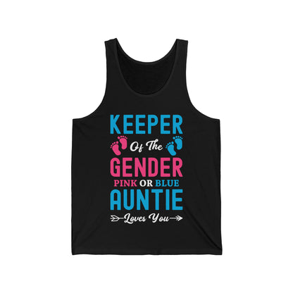 Womens Keeper Of The Gender Pink or Blue Auntie Loves You Tank Tops