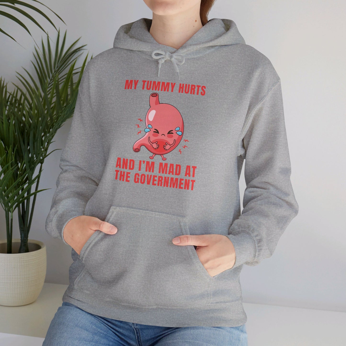 Funny My Tummy Hurts And I'm MAD At The Government Meme Sarcastic Hoodie