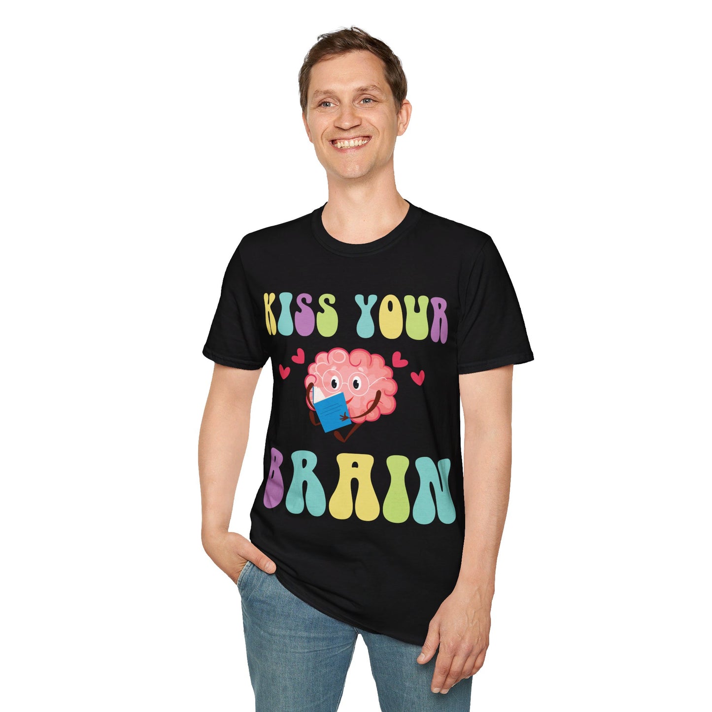 Funny Back To School Kiss Your Brain Cute Teacher Appreciation T-Shirt For Men Women T-Shirt