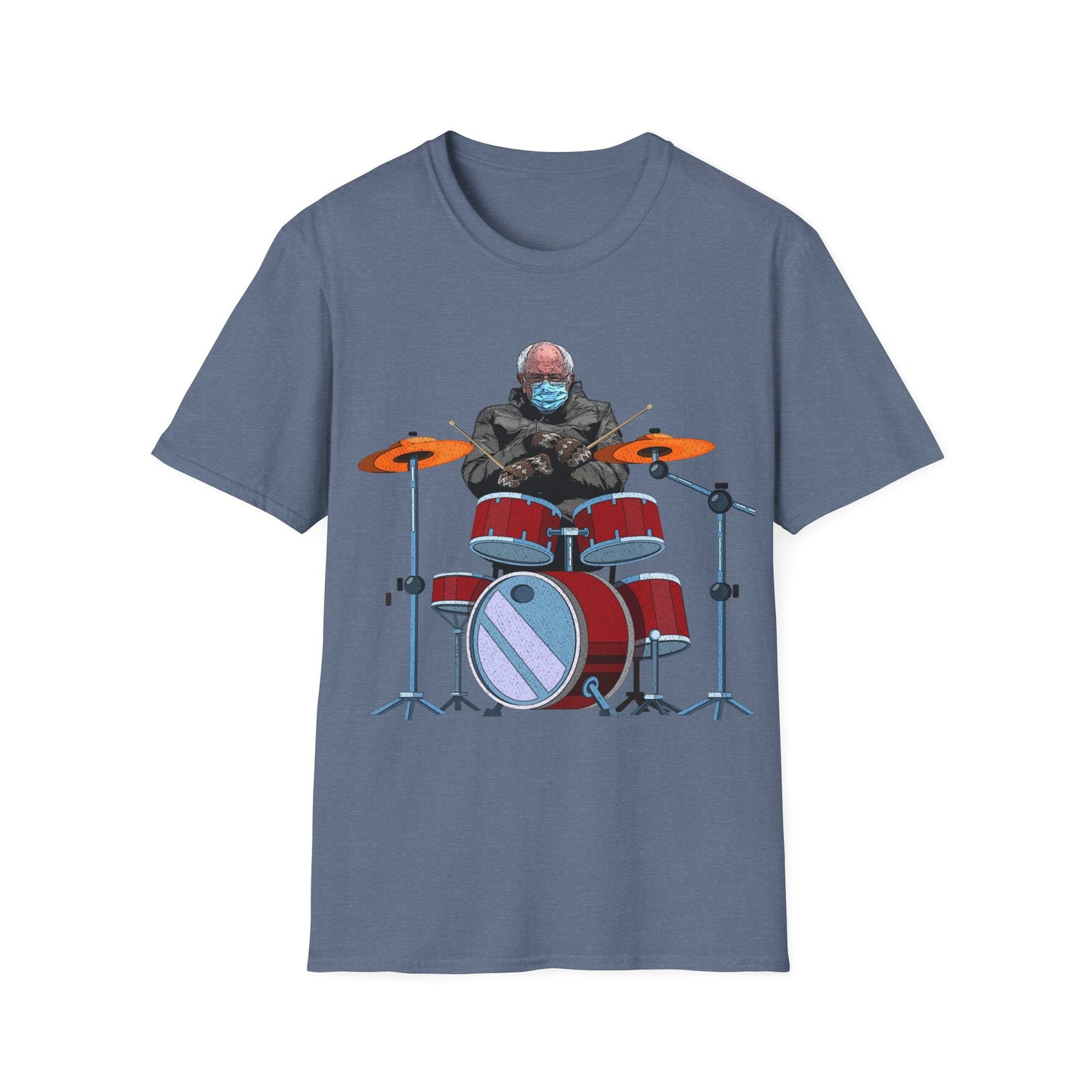 Bernie Sanders Drummer Inauguration Mittens Meme Sitting Drums T-Shirt