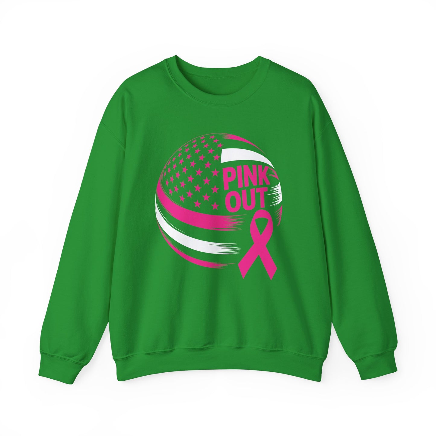 Volley Ball Pink Ribbon Breast Cancer Awearness USA Flag Sweatshirt For Men Women