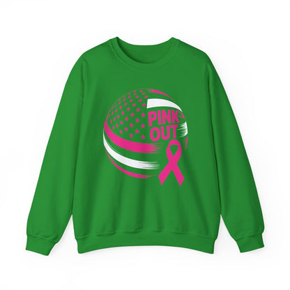 Volley Ball Pink Ribbon Breast Cancer Awearness USA Flag Sweatshirt For Men Women