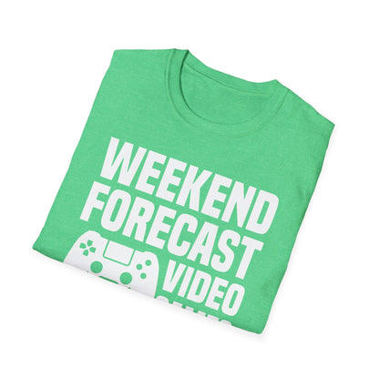 Funny Weekend Forecast Video Games and Pizza Gamer Gaming T-Shirt Men Women