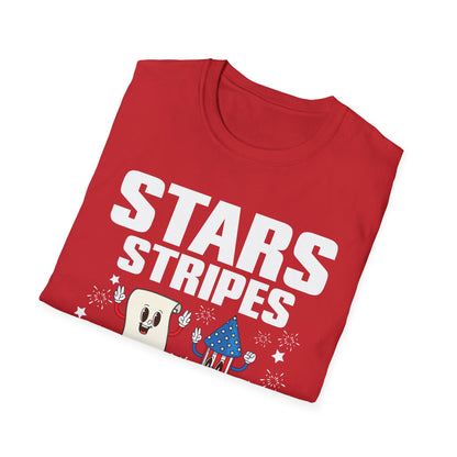 Stars Stripes & Equal Rights 4th Of July Retro Groovy T-Shirt For Men Women T-Shirt