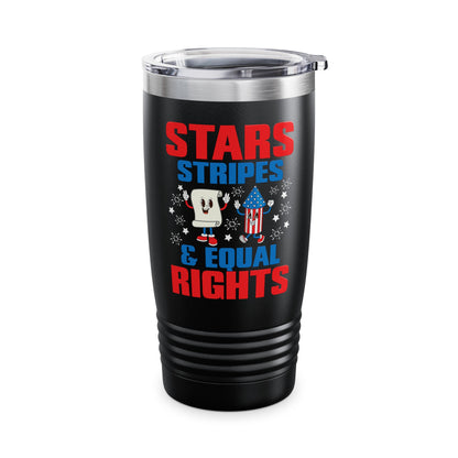 Stars Stripes & Equal Rights 4th Of July Retro Groovy Tumbler For Men Women Tumbler