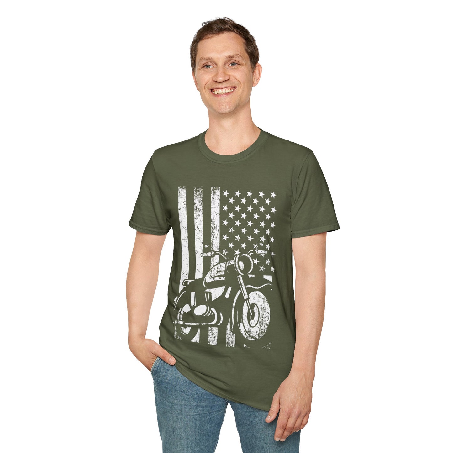 Motorcycle USA Flag Retro Viintage Biker Motercross T-Shirt For Bikers T-Shirt