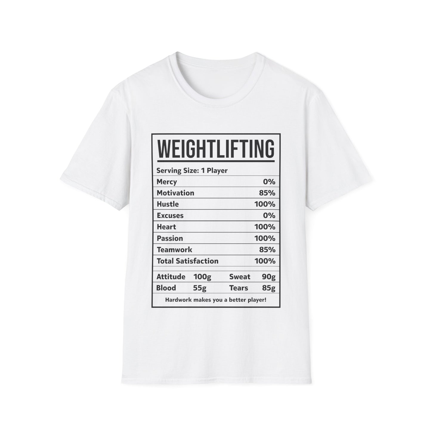 Funny Weightlifting Nutrition Facts Bodybuilding T-Shirt Men Women