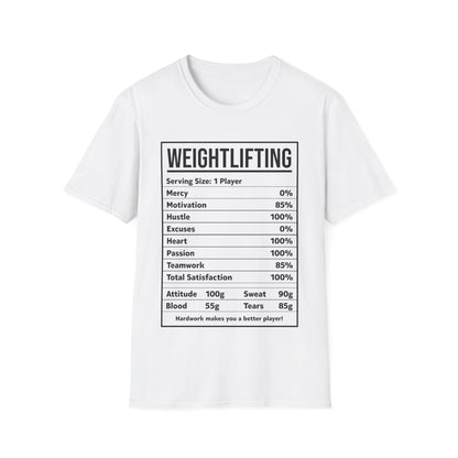 Funny Weightlifting Nutrition Facts Bodybuilding T-Shirt Men Women