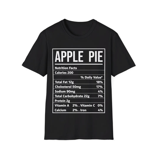 Funny Thanksgiving Christmas Apple Pie Nutrition Facts T-Shirt For Men Women