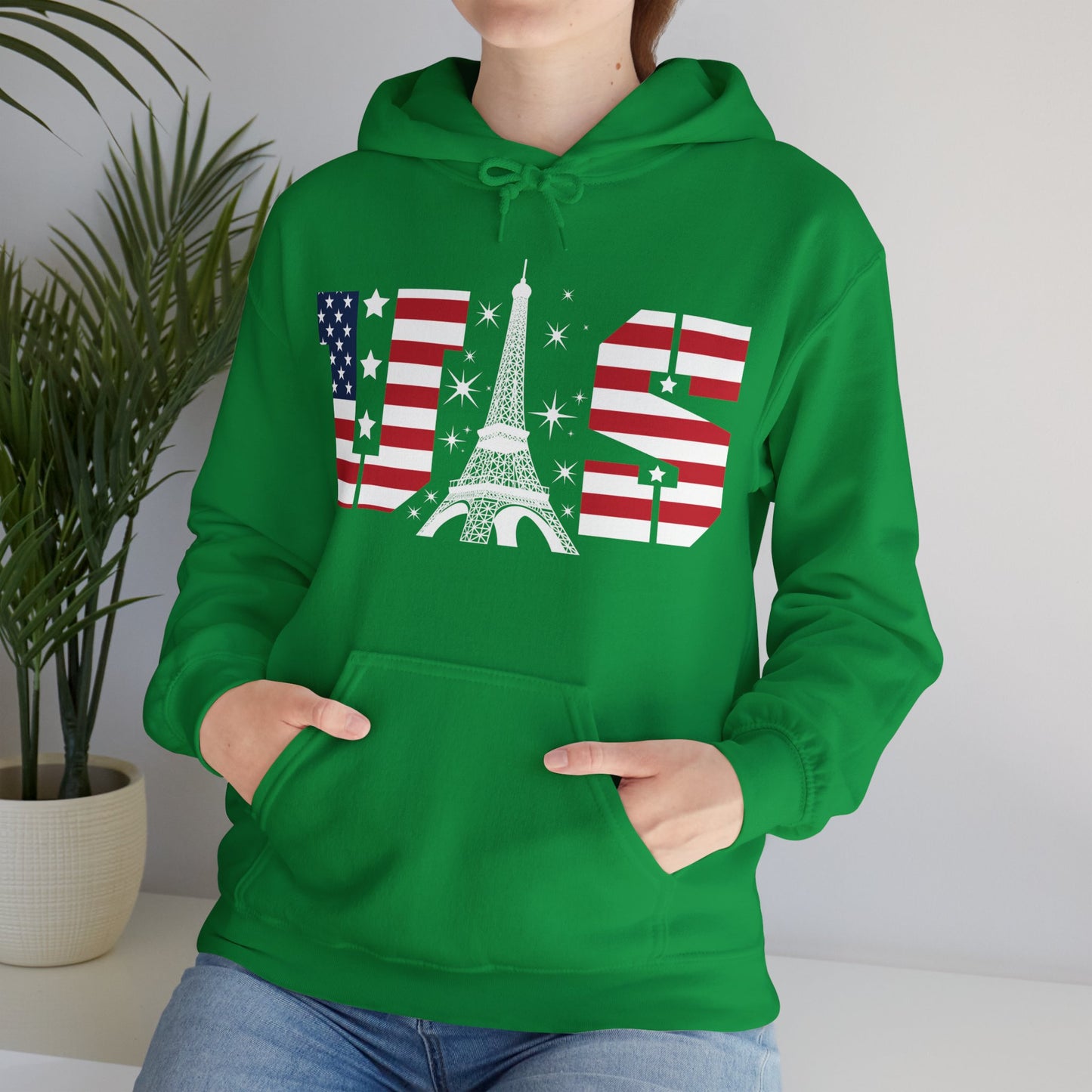 USA Eiffel Tower 2024 Summer Sports Patriotic Supporter Hoodie For Men Women Hoodie