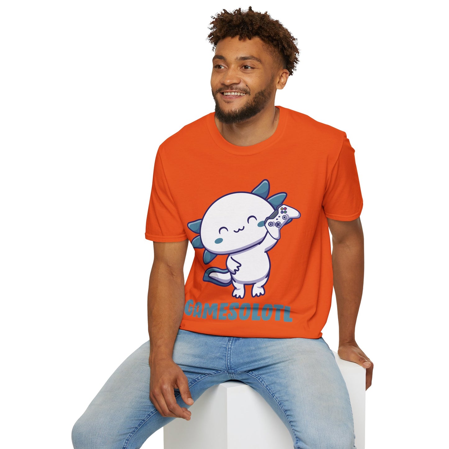 Funny Gamesolotl Gamer Axolotl Fish Playing Video Games Lizard Gaming T-Shirt Men Women