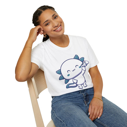 Funny Gamesolotl Gamer Axolotl Fish Playing Video Games Lizard Gaming T-Shirt Men Women